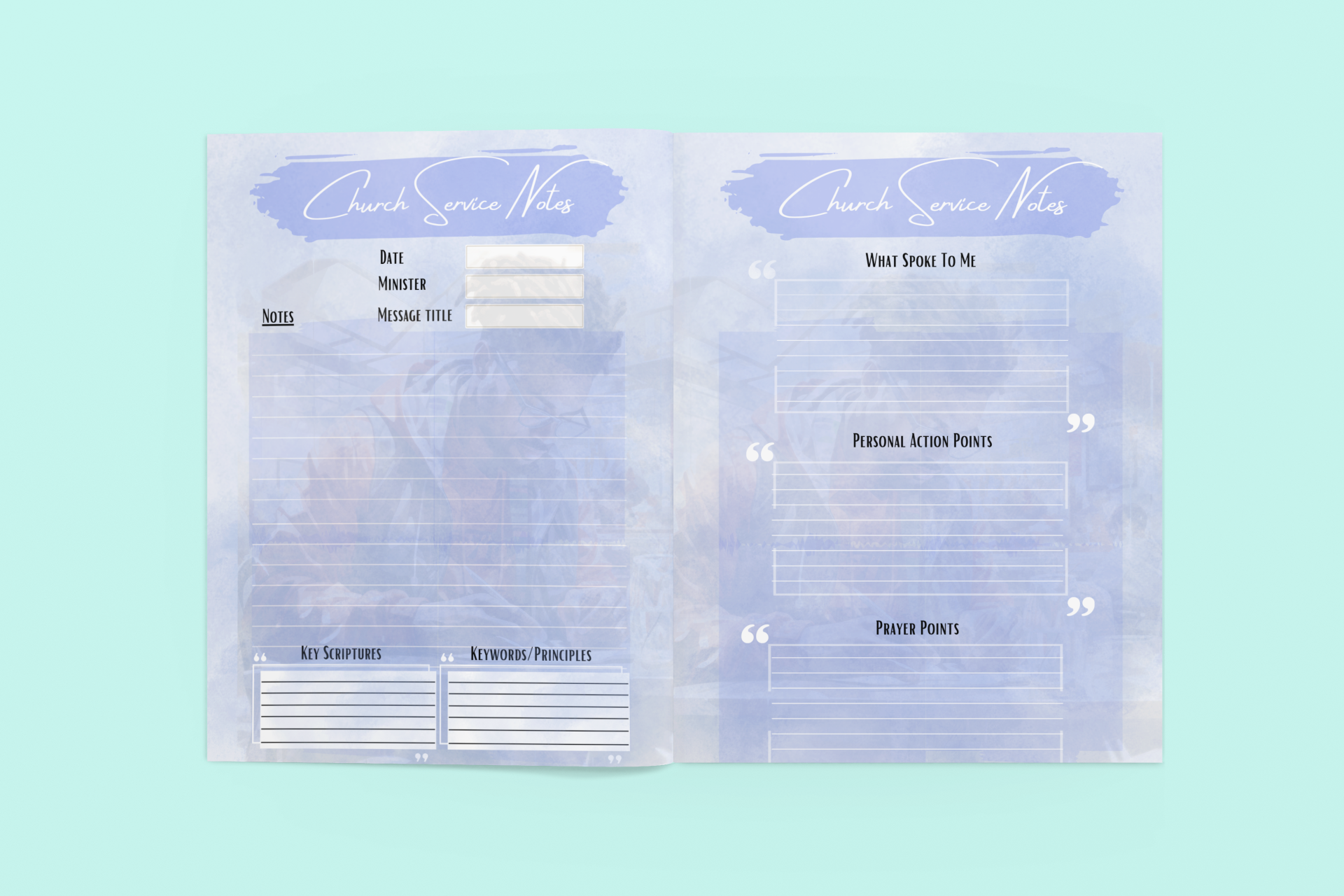 Church Service Notebook (Blue) A4
